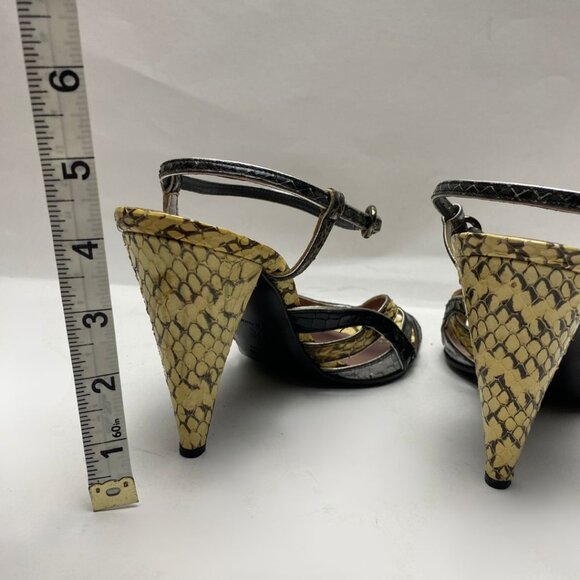 Miu Miu Snakeskin Print Leather Strappy Heels Size 38.5 - Picture 6 of 12